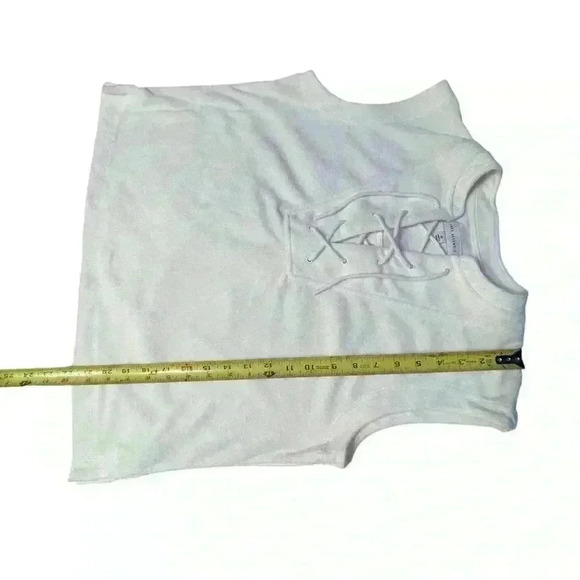 Free Assembly Womens Size M Terry Short Set Egret Sleeveless Front Tie EUC - Picture 8 of 16